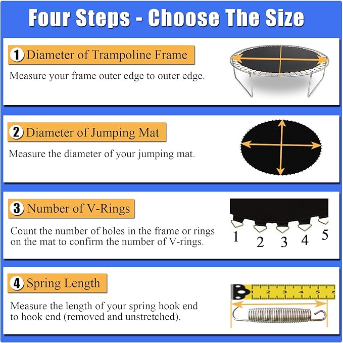 Trampoline Mat, Fits 8FT Frame, with 42/48 V-Rings and Spring Tool, Replacement Jumping Mat, Reinforce, UV-Resistant, Not Include Spring