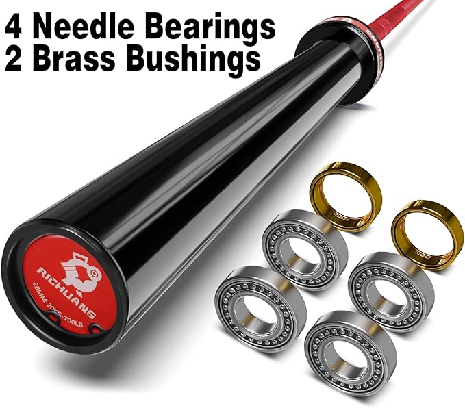 7ft Olympic Barbell, Weightlifting Barbell 28mm 45lb - 500/700/1000lbs Capacity with Smooth Spinning Sleeves, Olympic Bar Fits 2" Olympic Plates, for Snatch Clean Jerk - Home Gym Training