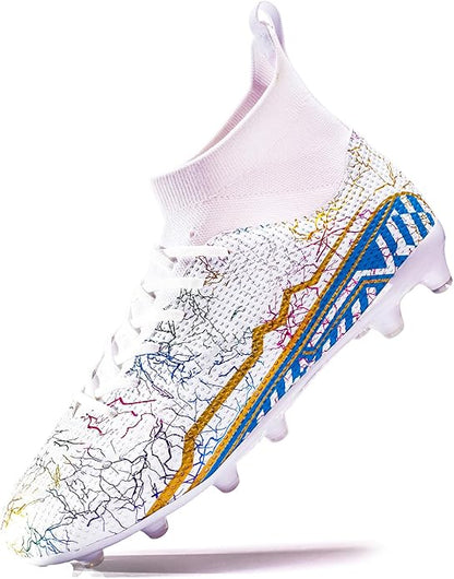 Soccer Cleats Mens Football Cleats Professional Soccer Shoes High-Tops Non-Slip Spikes for Big Boys Wide Training Sneaker