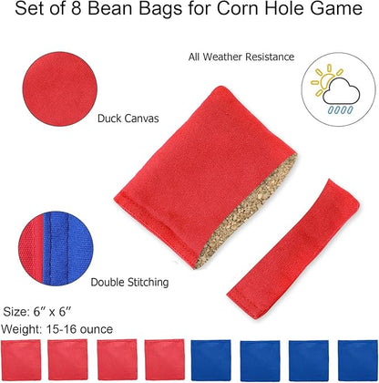 UKASE Solid Wood Regulation Size Cornhole Set Portable Bean Bags Toss Game with Durable Wood Grain Printed Surface and Underneath for Indoor and Outdoor