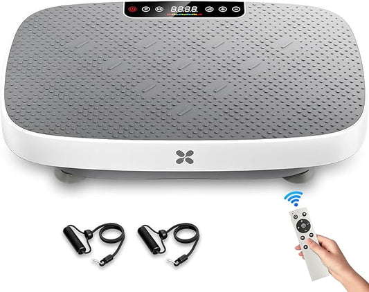 Vibration Plate Exercise Machine, Vibration Plate for Lymphatic Drainage & Body Toning, Whole Body Vibration Plate Platform with Bluetooth, Ultra-Quiet Home Gym Equipment, Resistance Bands