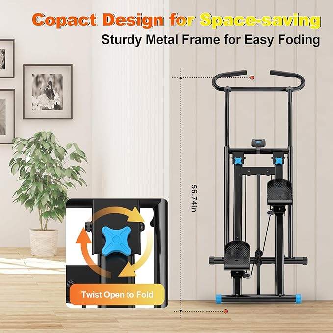 Stair Stepper for Home Gym, 350lbs Vertical Climber Machine with LCD Display, Non-Slip Pedals & 350lb Capacity Compact Folding Cardio Exercise Climber