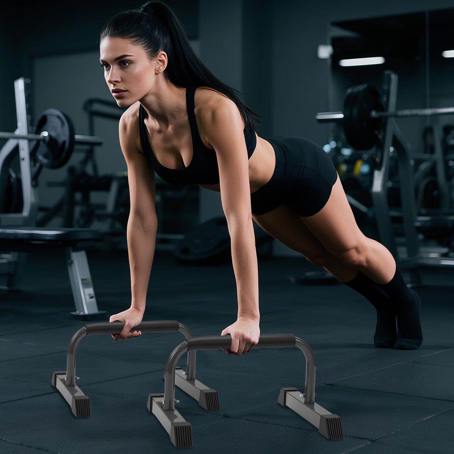 Push Up Bars: Sweat-resistant Parallettes Bar for Handstands L-sit & Dip, No Wobbling Strength