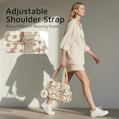 CAMTOP Mini Gym Bag for Women, Small Gym Tote Bag Puffy Quilted Sports Duffel Bag with Wet Compartment and Coin Purse Duffel Bags Dance Yoga Workout Bag