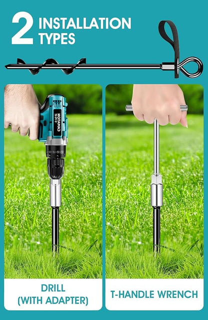 Trampoline Anchors Set of 8 - Heavy Duty Trampoline Stakes - Ground Anchors Resistant High Wind - Ground Stakes Heavy Duty with Straps