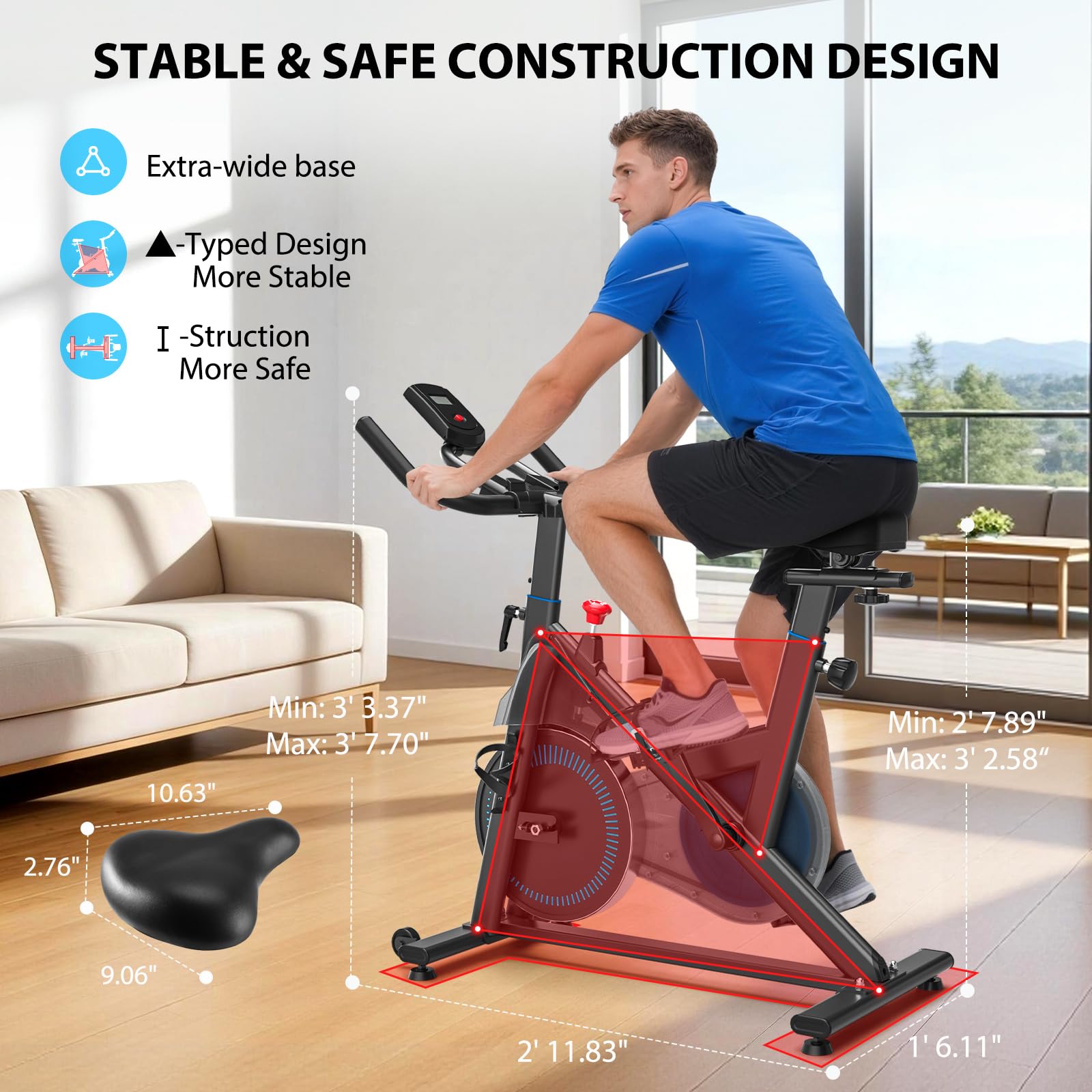 Exercise Bike, Wenoker Magnetic Stationary Bike for Home App Sync Indoor Bike with Adjustable Seat