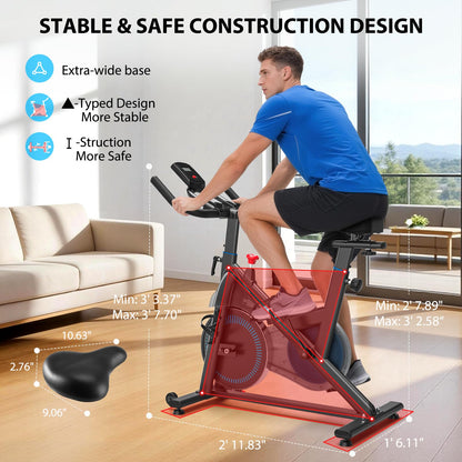 Exercise Bike, Wenoker Magnetic Stationary Bike for Home App Sync Indoor Bike with Adjustable Seat