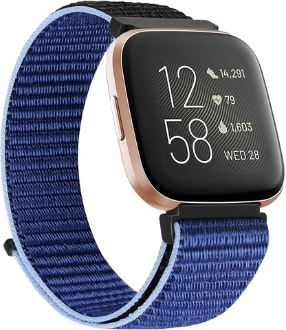 Tiptops 3 Pack Bands Compatible with Fitbit Versa 2/Fitbit Versa/Versa Lite/Versa SE for Women Men, Soft Nylon Sports Loop Replacement Wristband for Fitbit Versa 2 Straps