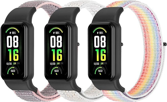 YCHDDER Solo Loop Nylon Bands Compatible with Amazfit Band 7 Straps,Soft Breathable Comfortable Adjustable Colorful Sports Replacement Wristband for Amazfit Band 7 for Men Women