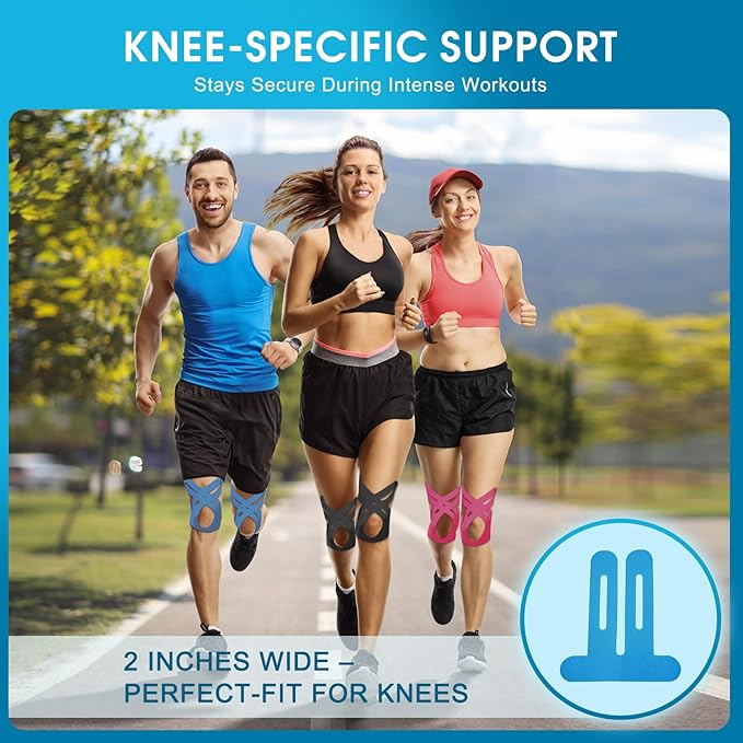 12PCS Precut Kinesiology Tape for Knees | Athletic Tape | Original Cotton & Elastic Kinesiology Athletic Tape – Knee Support & Stability & Pain Relief | Latex-Free | Breathable & Waterproof (Black)