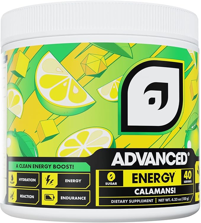 Advanced Energy - Energy Boosting Formula with Electrolytes for Hydration - L-Theanine to Combat Jitters - Sugar Free & Keto Friendly - No Maltodextrin (40 Servings) (Calamansi)