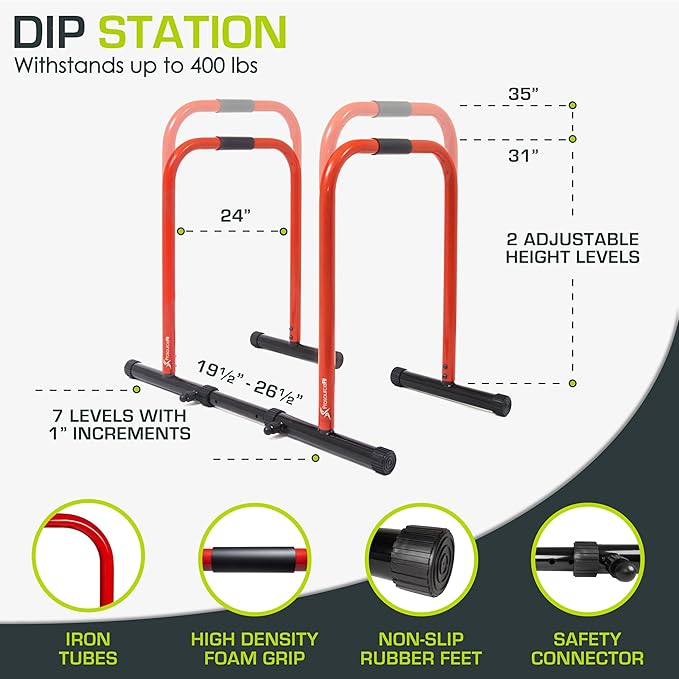 ProsourceFit Power Dip Station Adjustable Height Upper Body Equipment for Home Gym