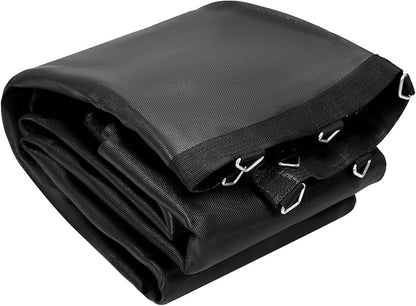 QWORK 14 FT Round Trampoline Replacement Mat with 72 V-Hooks, 151" Heavy Duty Jumping Mat with Installation Tools, Using 5.5" Springs,Black