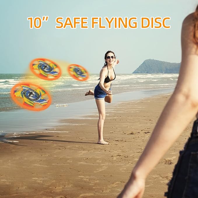 Outdoor Two Soft Frisbee Throwing Disc, Flying Disc, Flying Saucer for Man and Woman in Yard, Beach, Lawn, Camping, Pool (Hurricane+ Inkjet)