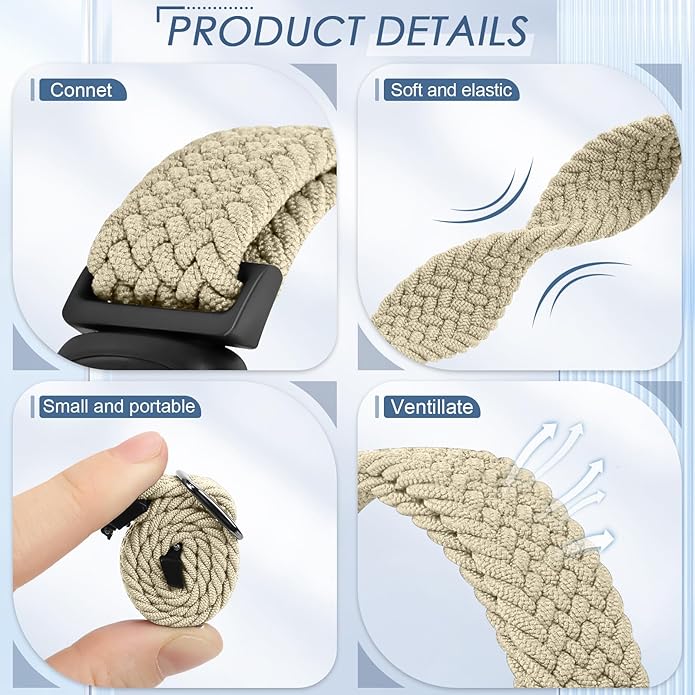 Tiptops Braided Nylon Bands Compatible with Fitbit Inspire 3/Inspire 2/Inspire/Inspire HR/Ace 2/Ace 3, Adjustable Loop Stretchy Straps Replacement Wristbands for Fitbit Inspire Women Men