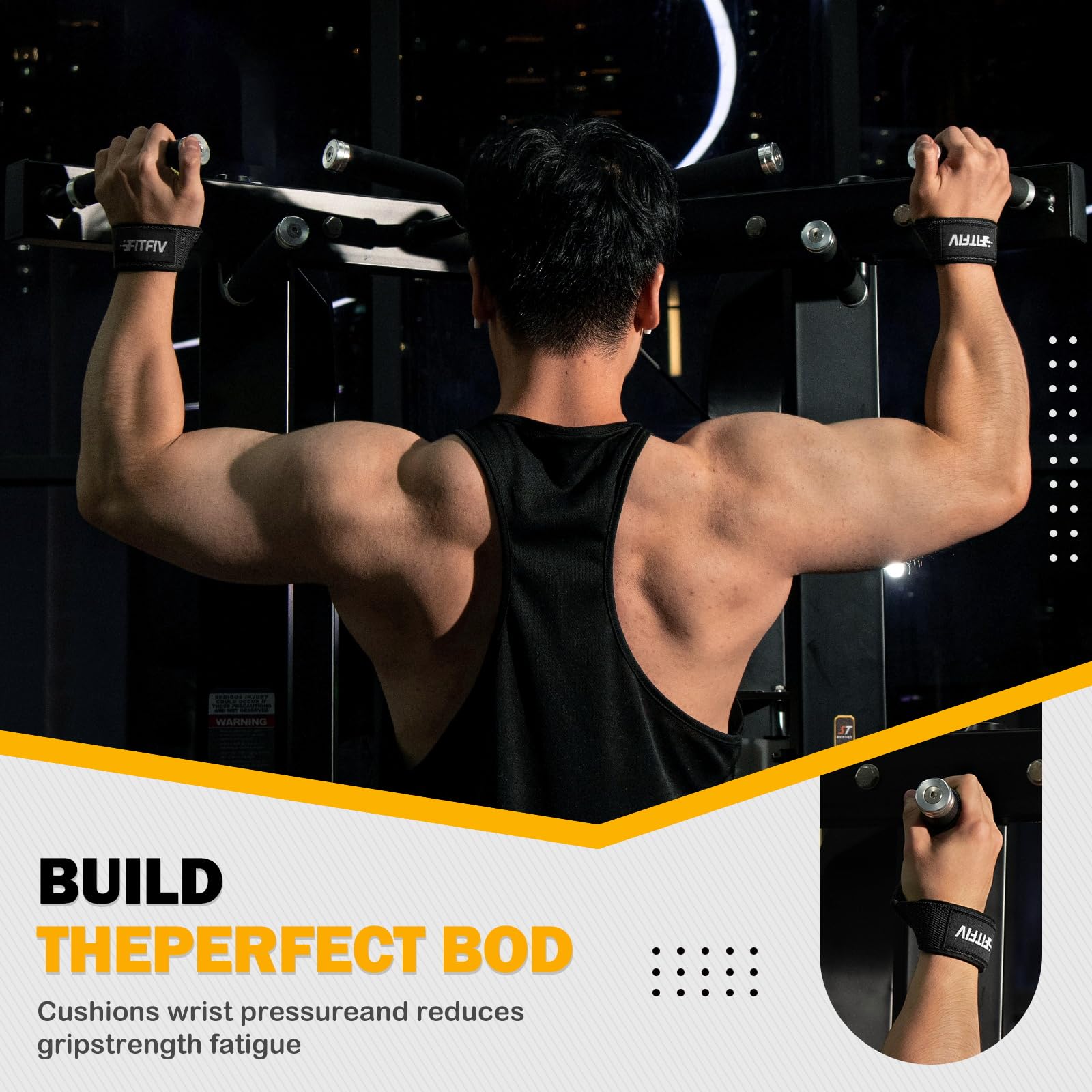 FITFIV Lifting Straps for Weightlifting, Padded Wrist Straps for Gym