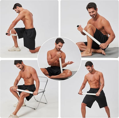 MZDXJ Muscle Roller Stick for Athletes - Deep Tissue Fascia Blaster & Roller Massager for Myofascial Pain Relief - Handheld Physical Therapy & Recovery Tool(-Black White-24 inch)