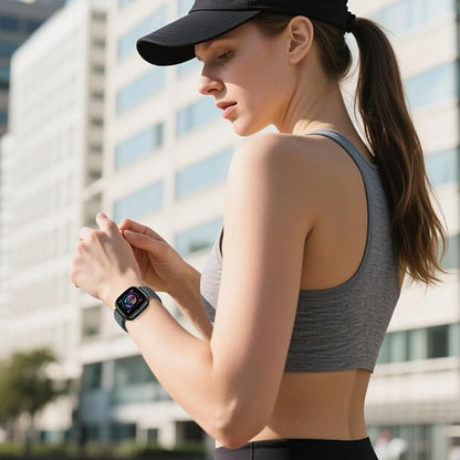 Braided Stretchy Band for Fitbit Versa 4/Versa 3/Sense 2/Sense Watch Band Women Men,Parachute-style Buckle Nylon Sport Wristband Soft Fabric Elastic Loop Strap Accessories for Versa 4/3