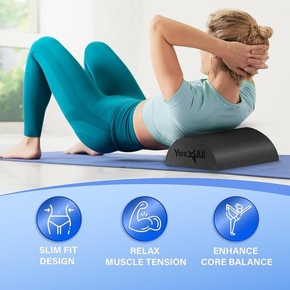 Yes4All Medium Firm Half Foam Rollers for Post-Workout Relaxation, 12/18/24/36 inch PE Foam Roll for Back Massage & Yoga Exercise