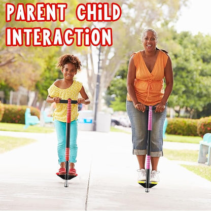 Leitee 2 Pack Pogo Stick for Kids Age 6 and Up, Suitable for 40-80 lbs, Soft Foam Jump Stick, Pogo Stick for Beginners Kids Exercise Body Balance Keep Healthy (Red and Rose Pink)