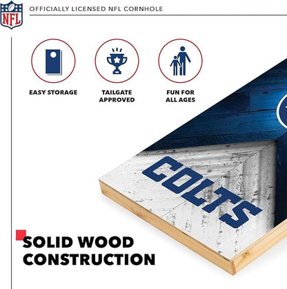 NFL Football 2' x 4' Regulation Size Solid Wood Cornhole Set with Direct Print HD Team Graphics Great Gift for Any Football Fan! Bean Bag Toss Family Outdoor Game
