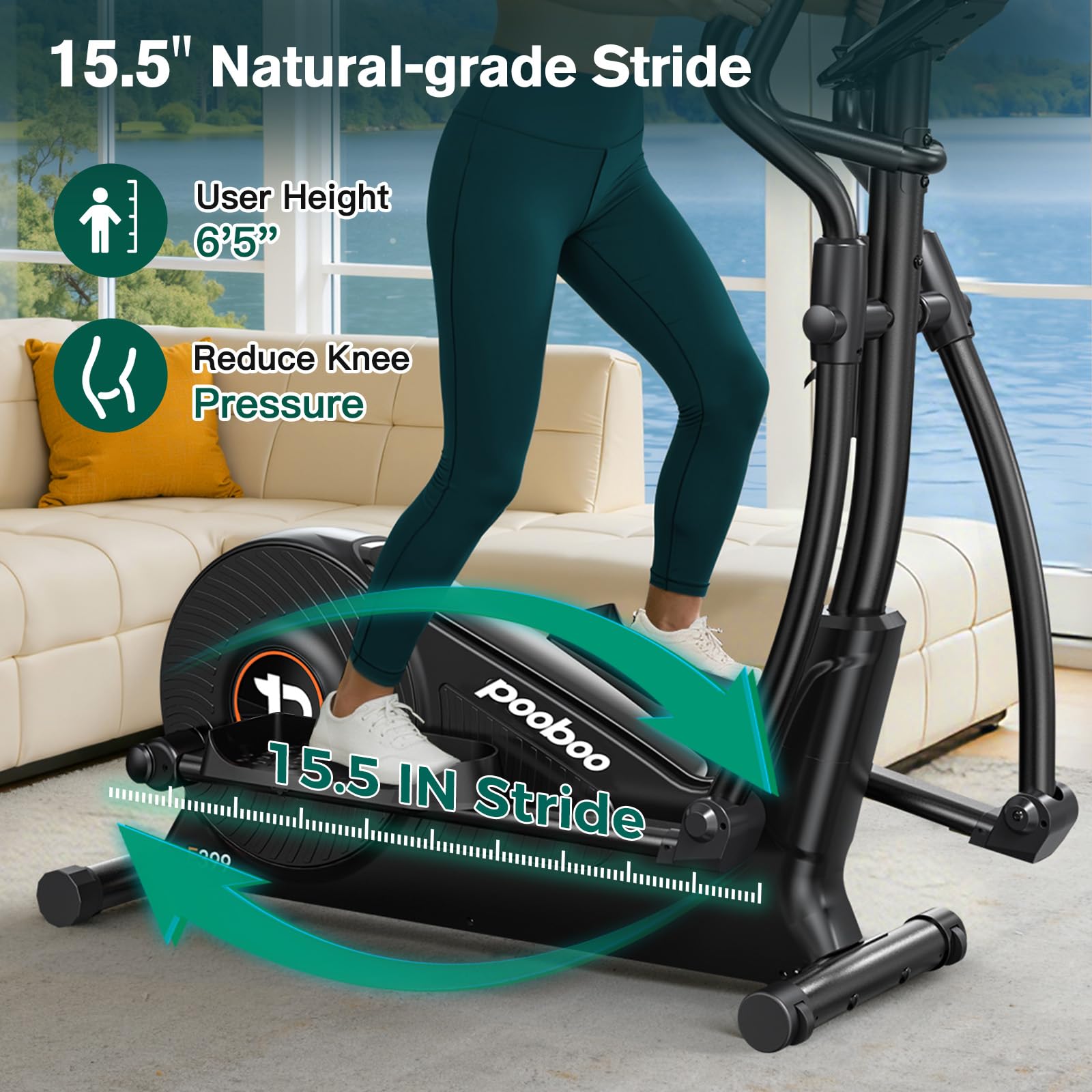 pooboo Elliptical Machine, Elliptical Exercise Machine with 16-Level Resistance&Hyper-Quiet