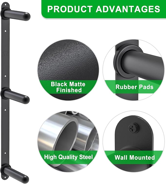 "Kipika Weight Plate Storage Rack - Wall Mounted Weight Plate Holder with Durable Steel Construction Organizer for Olympic Plates, 1000lb Capacity, Space-Saving for Home Gym"