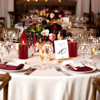 6 Packs 2.75x3.25 Inch Red Colored Pillar Candles, Unscented Dripless Non-Toxic Clean Burning Burgundy Cylinder Candles for Home Dinner Table Emergency Power Outage