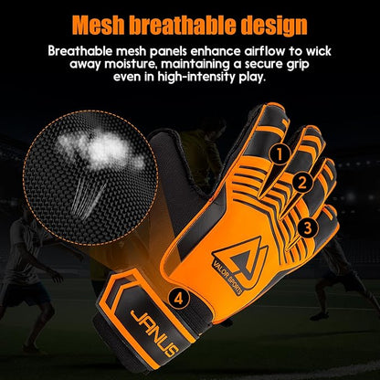 Soccer Goalkeeper Gloves with Finger Protection to Prevent Injuries, Strong Grip for Tough Tackles, Breathable Goal Keeper Gloves for for Kids, Youth and Adult