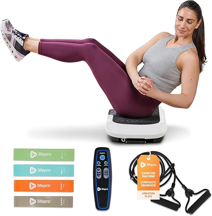 Lifepro Waver Vibration Plate Exercise Machine for Lymphatic Drainage, Muscle Activation, Full-Body Workout Vibrating Platform with Loop Bands, Fitness Equipment for Strength Toning & Fat Loss