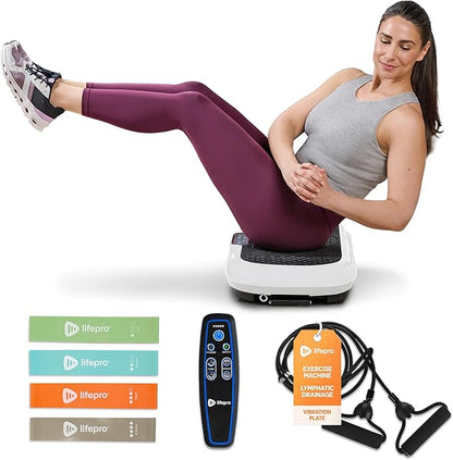 Lifepro Waver Vibration Plate Exercise Machine for Lymphatic Drainage, Muscle Activation, Full-Body Workout Vibrating Platform with Loop Bands, Fitness Equipment for Strength Toning & Fat Loss