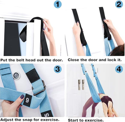 Yoga Set 4 in 1 Yoga Equipment Set. Anti-Burst and Slip Resistant Yoga Ball. Leg Stretcher Strap for Pilates. Free Weight Hula Hoop for Workout. Figure 8 Fitness Resistance Band