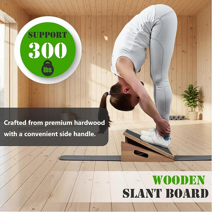 Calf Stretcher Slant Board for Squats, Portable Wooden Incline Board for Calf Stretching, Adjustable Balance Board for Physical Therapy, Ankle Stretcher & Exercise Slant Boards for Home Gym, Yoga, and Fitness