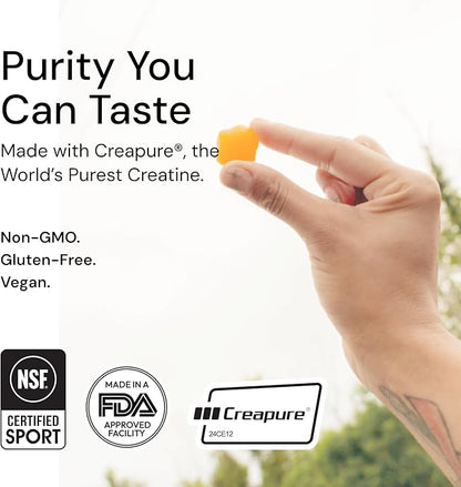 Create Creatine Monohydrate Gummies for Men & Women, Boost Focus, Strength, and Endurance, Anti-Melting Formula, Vegan, Gluten-Free, Non-GMO, 1.5g of Creatine per Gummy (Orange, 90 ct)