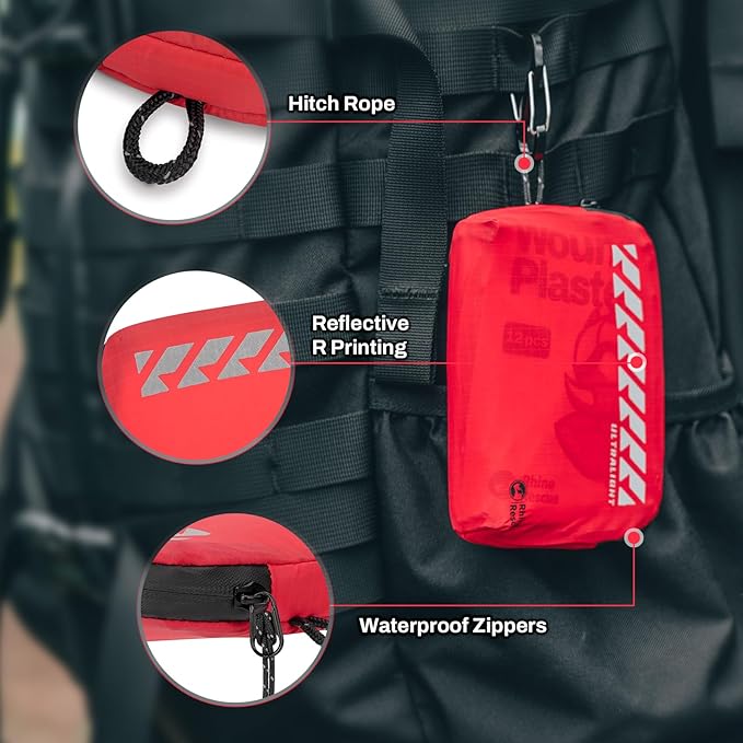 RHINO RESCUE EDC First Aid Kit for Travel, Mini Water-Resistant & Ultralight Portable Quick Search Emergency Med Kit for Car, Camping, Hiking,Cycling, Backpacking
