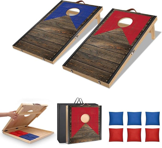 Portable Cornhole Board Set with Bean Bags 2 ft x 1 ft or 3 ft x2 ft or 10.16 * 5.04 Inch Foldable