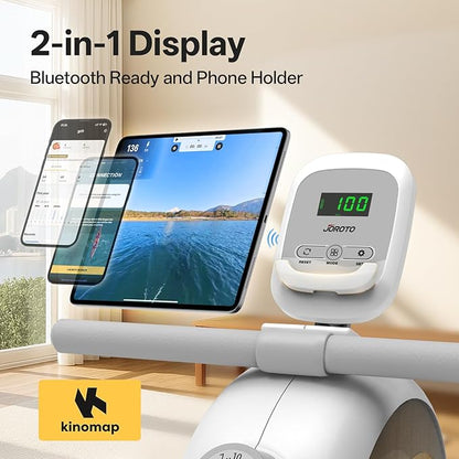 JOROTO Rowing Machine for Home Magnetic Rower Machines 350 LB Weight Capacity 16 Levels Resistance Bluetooth Row Machines with Dual Slide Rail LCD Monitor and Tablet Holder