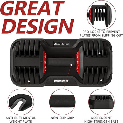 Adjustable Dumbbell Set 55LB Dumbbells Weight, 10-in-1 Weight Dumbbell with Anti-Slip Metal Handle and Bicep Supports for Comprehensive Full Body Strength Training