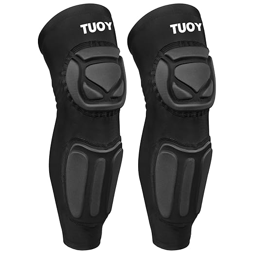 TUOY Knee Pad with Shin Guard Pads, Protective Shin/Knee Sleeve Support for Soccer, Football, Basketball, Wrestling, Volleyball (A Pair)