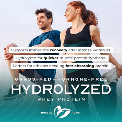 Muscle Feast Hydrolyzed Whey Protein Powder, Grass Fed and All Natural Hormone-Free, Hydro Whey Powder for Men and Women, Gluten Free, Non-GMO, Delicious Hydrolyzed Protein Powder, Chocolate, 2lb