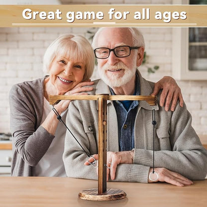 Uzoli Ring Toss Game for Adults, Wooden Hook and Ring Game, Fun Ring Hook Throwing Game Outdoor and Indoor, Family Game for Party Camping Yard