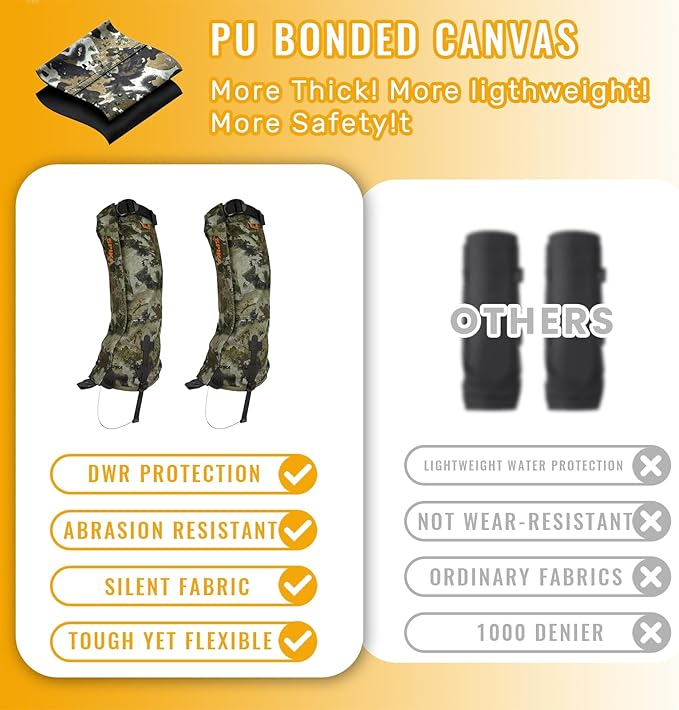 SPIKA Strike Snake Gaiters, Waterproof Snake Chaps for Hunting, Adjustable and Snake Resistent Leg Protective for Outdoors Hiking