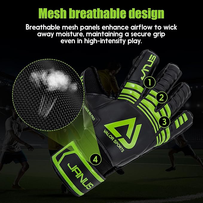 Soccer Goalkeeper Gloves with Finger Protection to Prevent Injuries, Strong Grip for Tough Tackles, Breathable Goal Keeper Gloves for for Kids, Youth and Adult