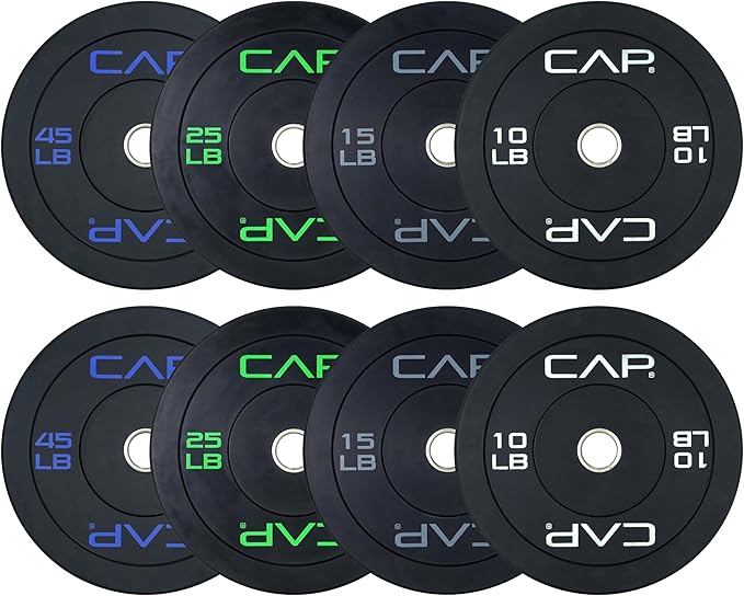 CAP Barbell 2-Inch Olympic Bumper Plate Weight Set | 100-370 lbs | Multiple Options
