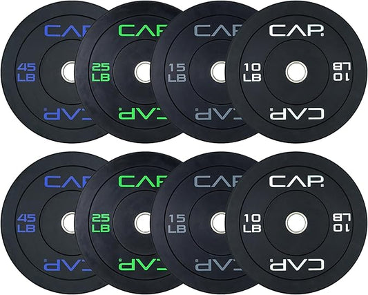 CAP Barbell 2-Inch Olympic Bumper Plate Weight Set | 100-370 lbs | Multiple Options