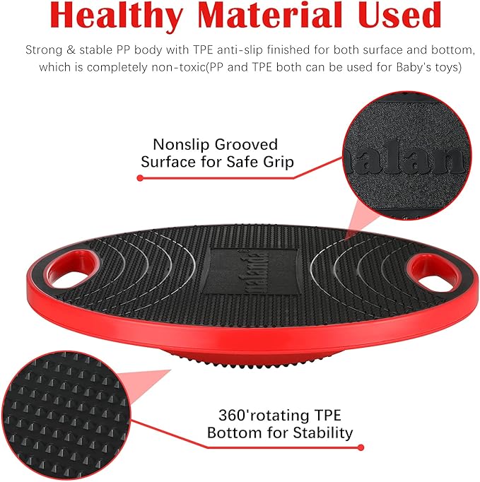 NALANDA Wobble Balance Board, Core Trainer for Balance Training and Exercising, Healthy Material Non-Skid TPE Bump Surface, Stability Board for Kids and Adults Black