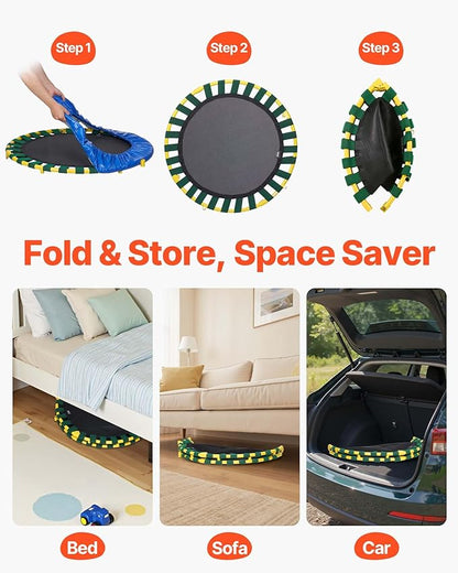 VEVOR 3FT Trampoline 36" Indoor/Outdoor for Toddlers, Foldable Mini Baby With Foam Handle, Recreational Birthday Gift