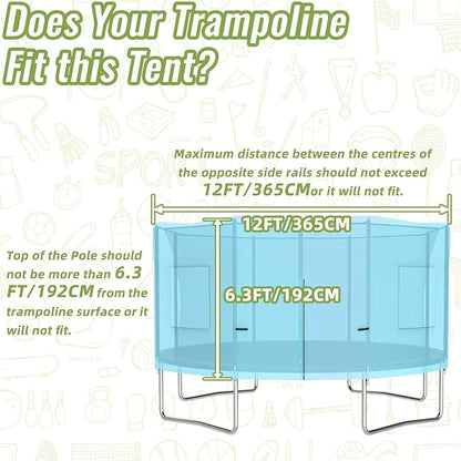 Gardenature 10FT/12FT/14FT Trampoline Tent(Tent Only), Fit Round Trampolines, Shade Cover with LED Light, Outdoor Trampolien Accessories, Anti-Tear