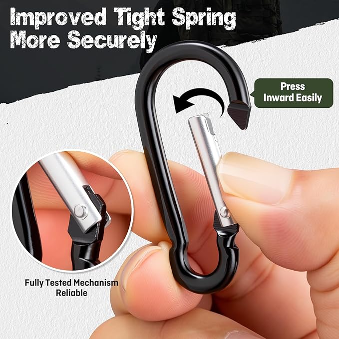 24 PCS Small Carabiner Clips, Spring Snap, Keychains Hooks, 2" Aluminum Ring, Multipurpose for Key Rings, Camping, Hiking, Backpacking, Fishing and Outdoor