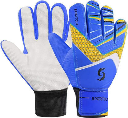 Sportout Kids Goalkeeper Gloves, Soccer Gloves with Double Wrist Protection and Non-Slip Wear Resistant Latex Material to Give Protection to Prevent Injuries